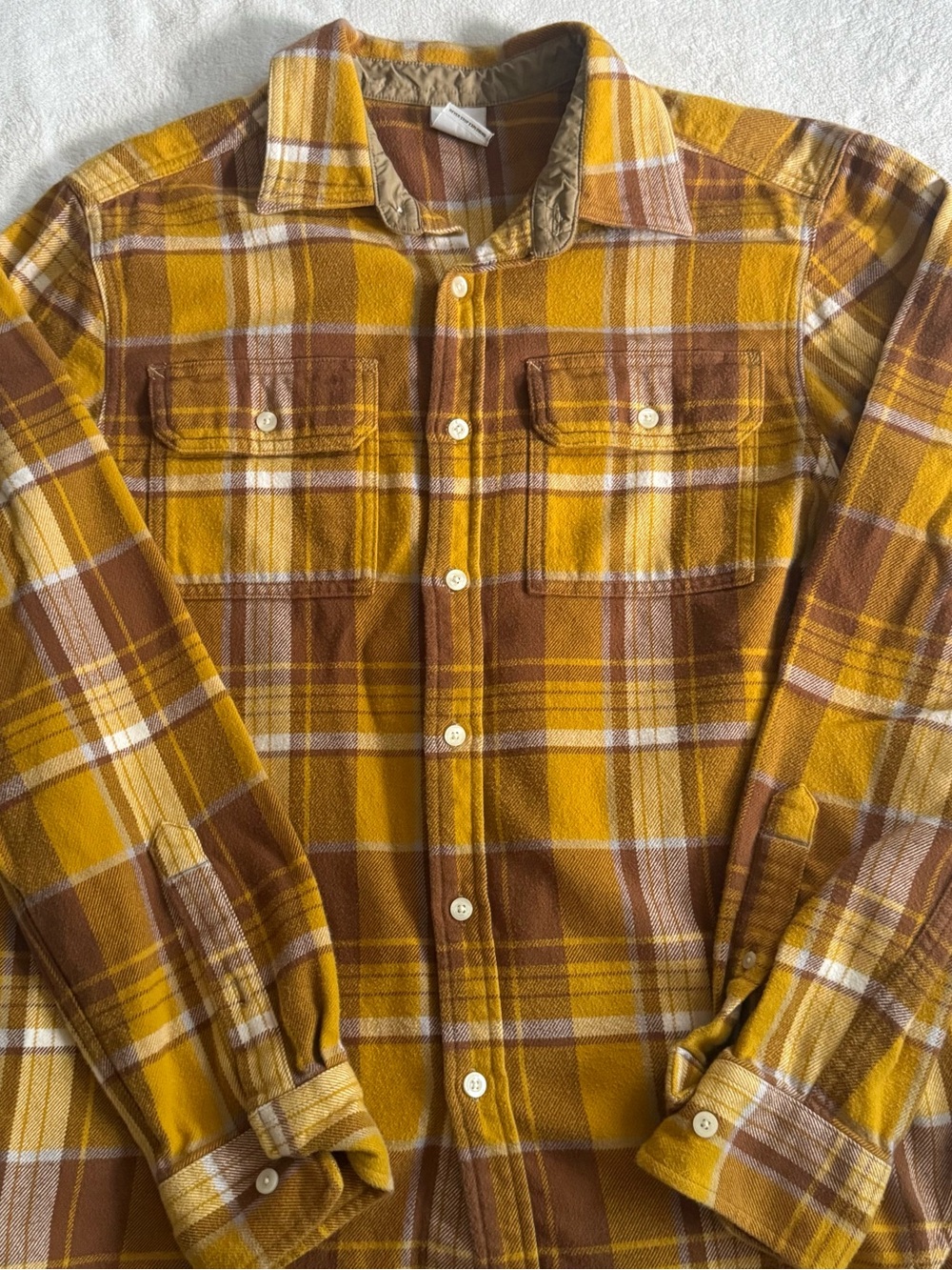 Men's North Face Yellow & Brown Plaid Flannel Shirt Jacket